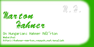 marton hahner business card